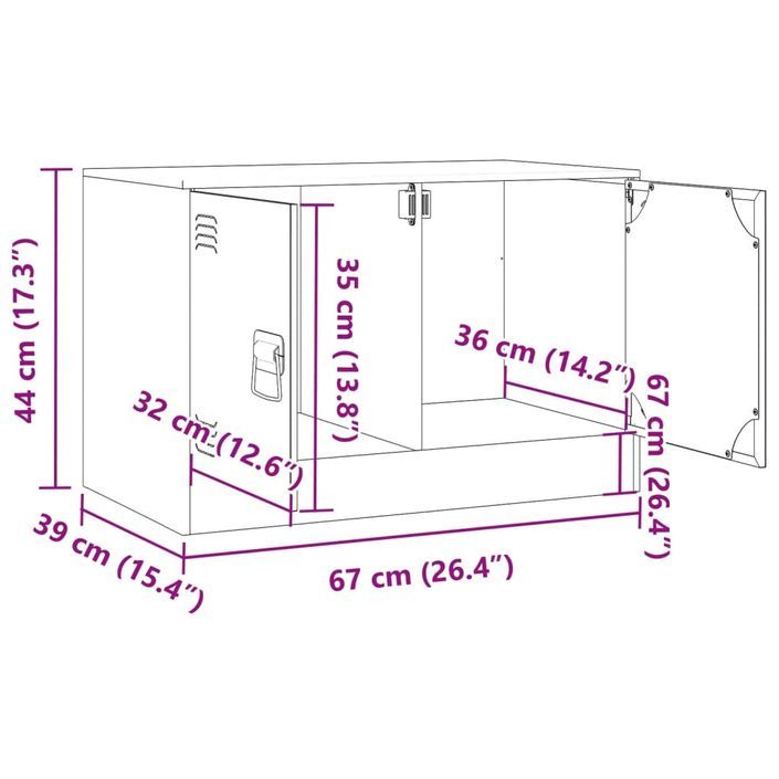 Meuble TV blanc 67x39x44 cm acier - Photo n°12