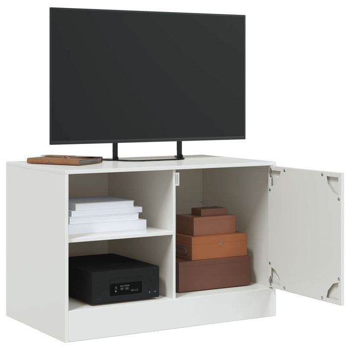 Meuble TV blanc 67x39x44 cm acier - Photo n°5