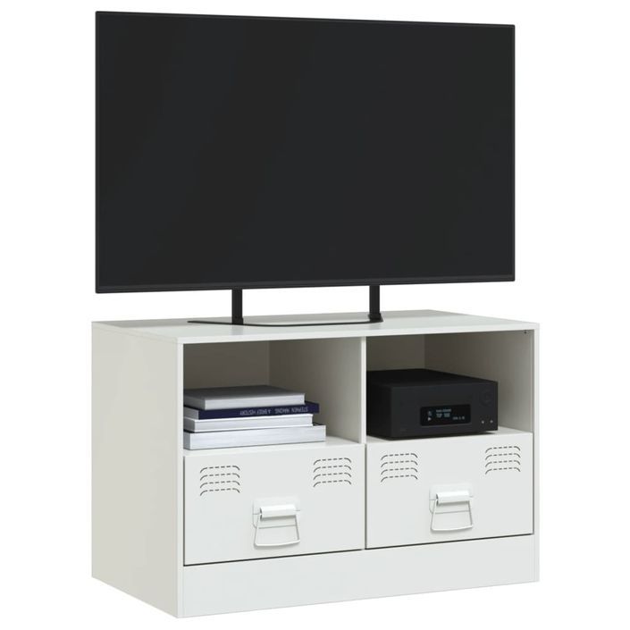 Meuble TV blanc 67x39x44 cm acier - Photo n°4