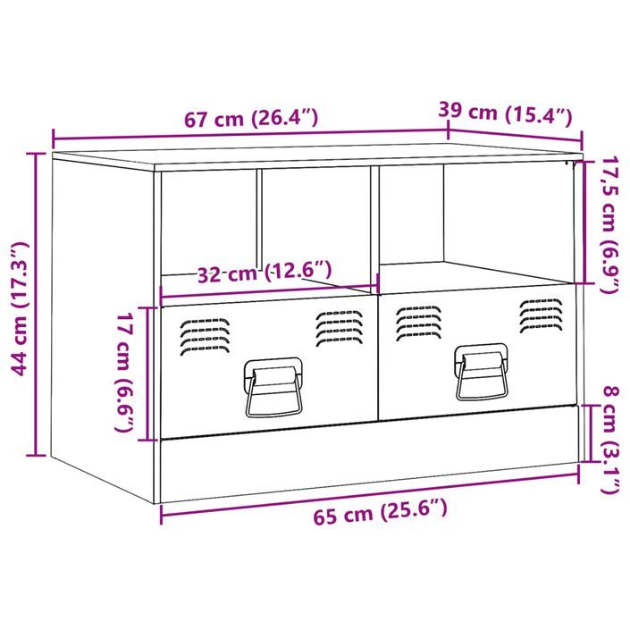 Meuble TV blanc 67x39x44 cm acier - Photo n°12