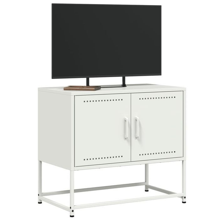 Meuble TV blanc 68,5x39x60,5 cm acier - Photo n°4