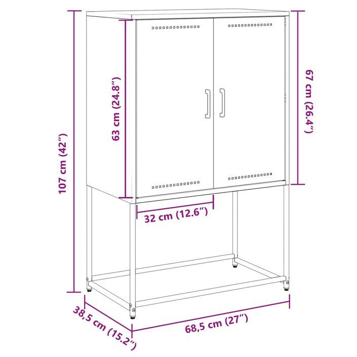 Meuble TV blanc 68x39x60,5 cm acier - Photo n°12