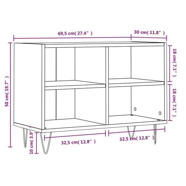 Meuble TV blanc 69,5 x 30 x 50 cm bois d'ingénierie - Photo n°9