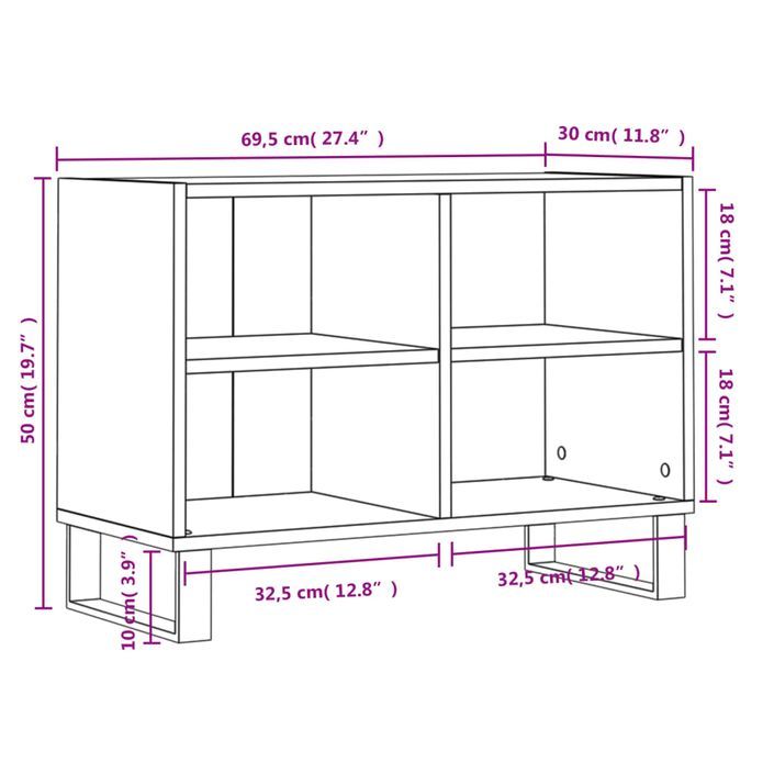 Meuble TV blanc 69,5 x 30 x 50 cm bois d'ingénierie - Photo n°9