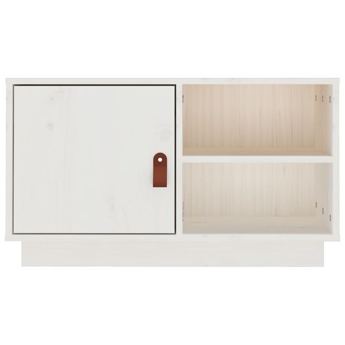 Meuble TV Blanc 70x34x40 cm Bois de pin massif - Photo n°6