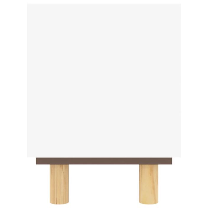 Meuble TV Blanc 80x30x40 cm Bois de pin massif et rotin naturel - Photo n°5