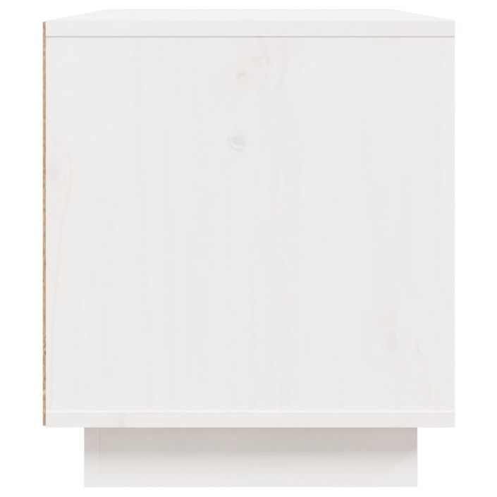 Meuble TV Blanc 80x35x40,5 cm Bois de pin massif - Photo n°6