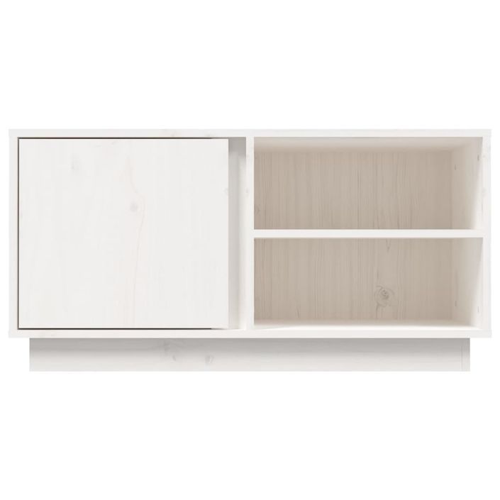 Meuble TV Blanc 80x35x40,5 cm Bois de pin massif - Photo n°6