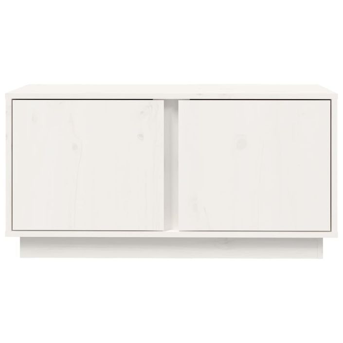 Meuble TV Blanc 80x35x40,5 cm Bois de pin massif - Photo n°6