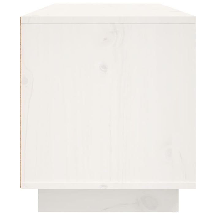 Meuble TV Blanc 80x35x40,5 cm Bois de pin massif - Photo n°8