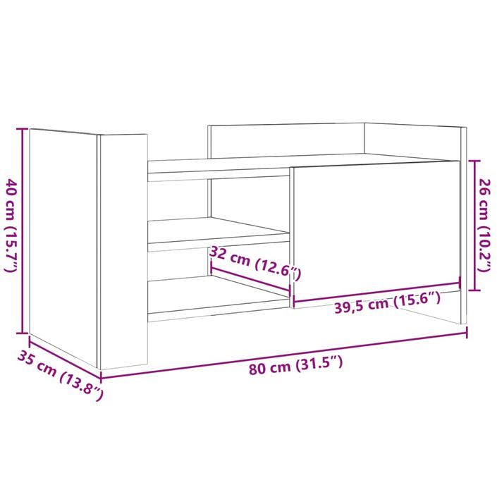 Meuble TV blanc 80x35x40 cm bois d’ingénierie - Photo n°11