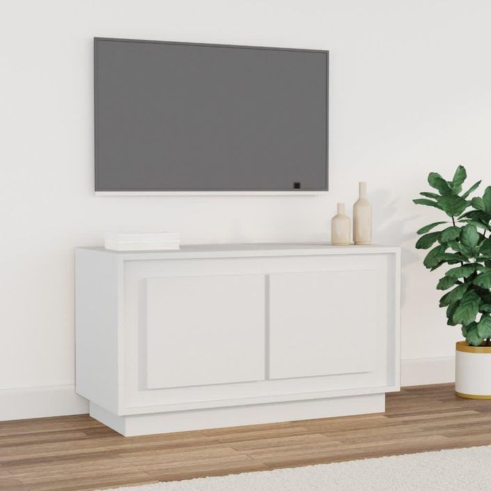 Meuble TV blanc 80x35x45 cm bois d'ingénierie - Photo n°1