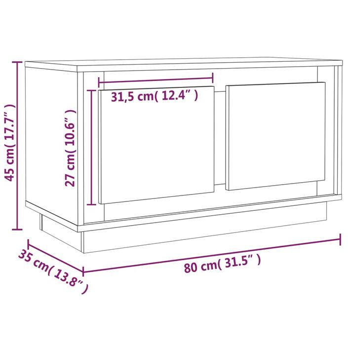 Meuble TV blanc 80x35x45 cm bois d'ingénierie - Photo n°10