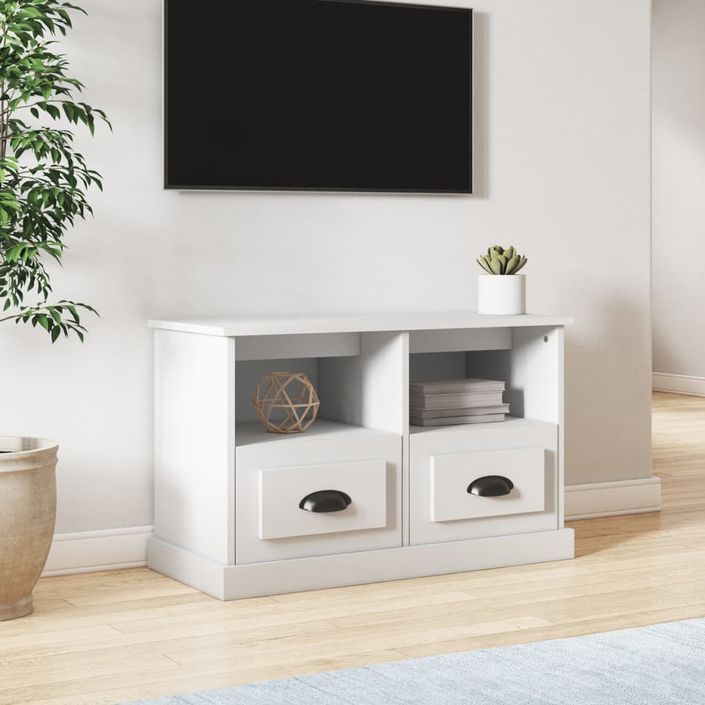 Meuble TV blanc 80x35x50 cm bois d'ingénierie - Photo n°1