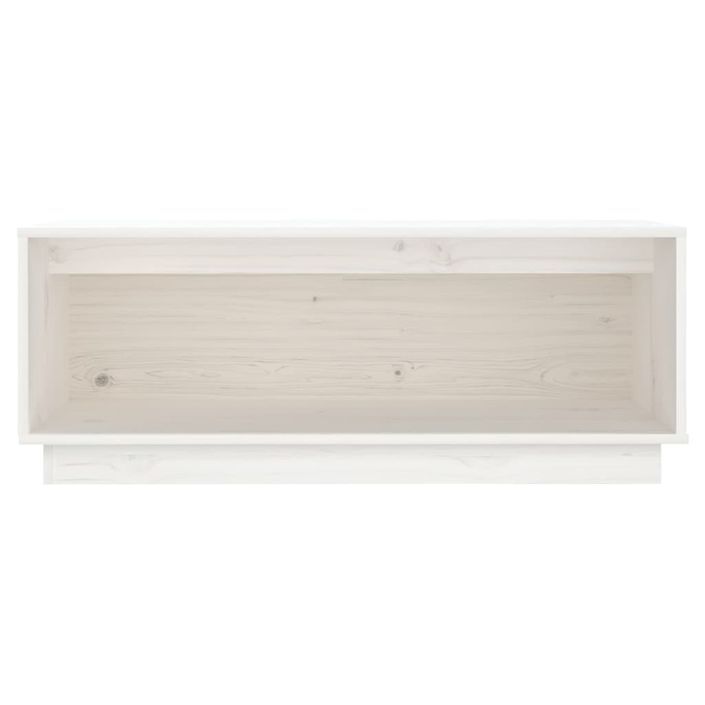 Meuble TV Blanc 90x35x35 cm Bois de pin massif - Photo n°3