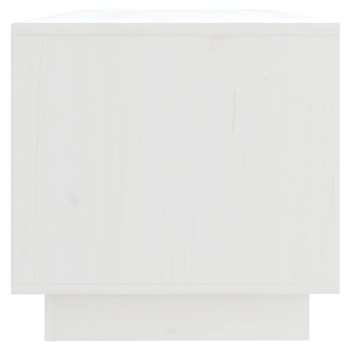 Meuble TV Blanc 90x35x35 cm Bois de pin massif - Photo n°4