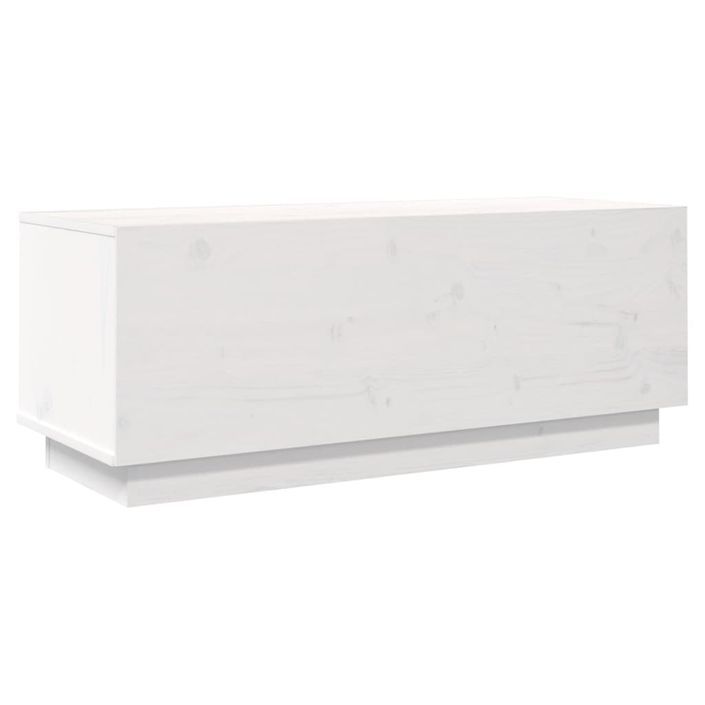 Meuble TV Blanc 90x35x35 cm Bois de pin massif - Photo n°5