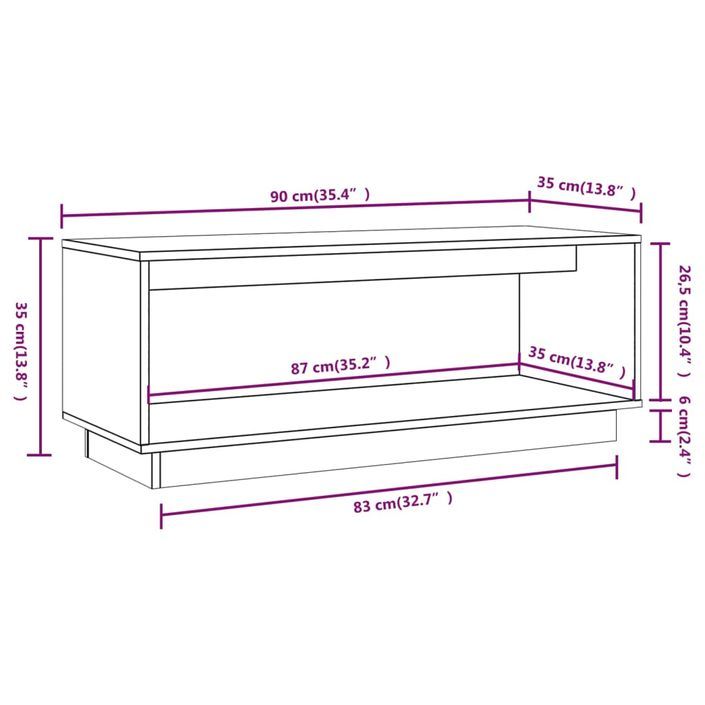 Meuble TV Blanc 90x35x35 cm Bois de pin massif - Photo n°8