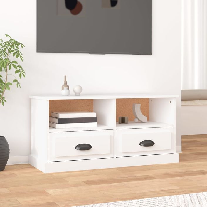 Meuble TV blanc 93x35,5x45 cm bois d'ingénierie - Photo n°1