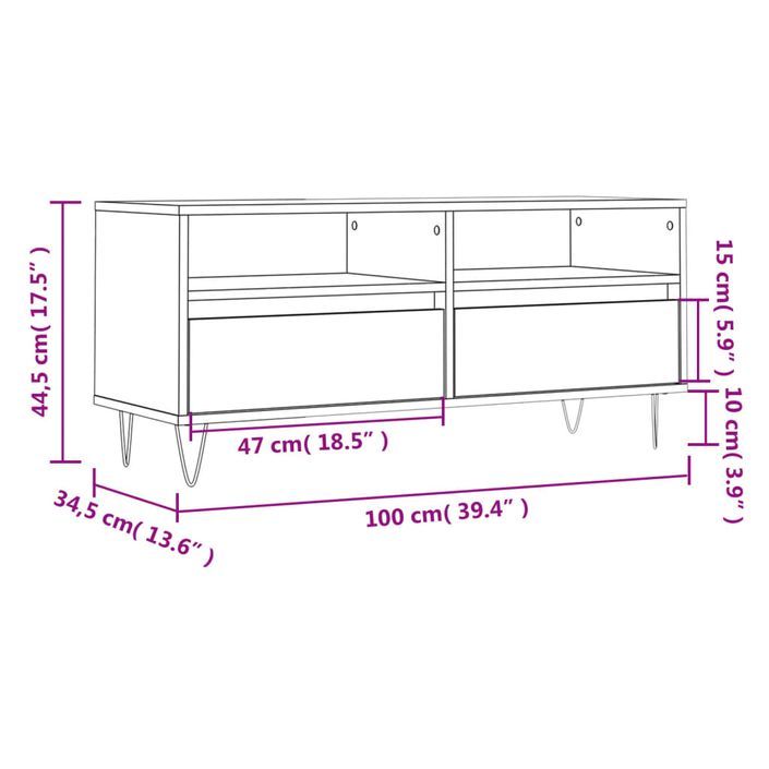 Meuble TV blanc brillant 100x34,5x44,5 cm bois d'ingénierie - Photo n°11