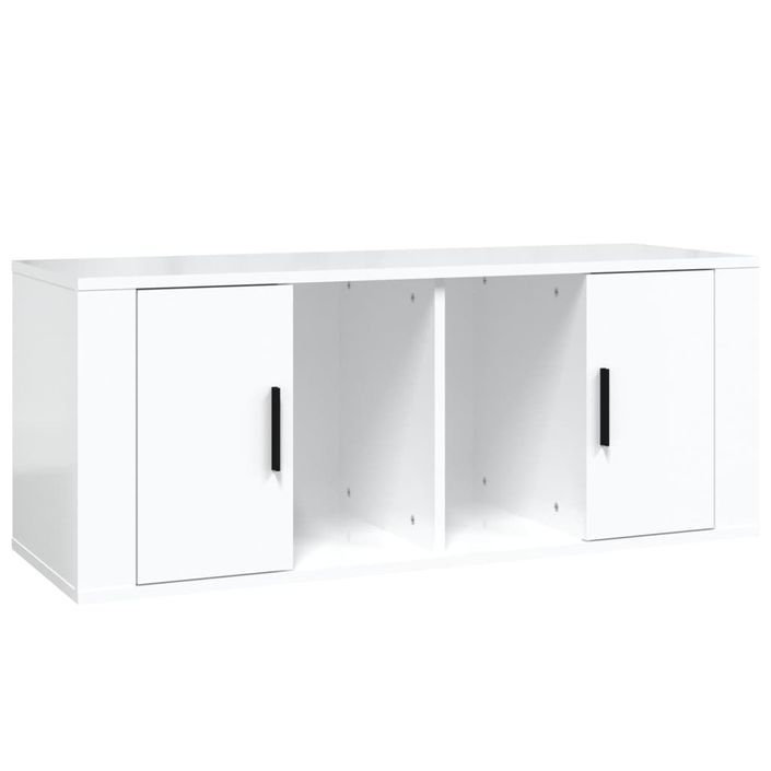 Meuble TV Blanc brillant 100x35x40 cm Bois d'ingénierie - Photo n°2