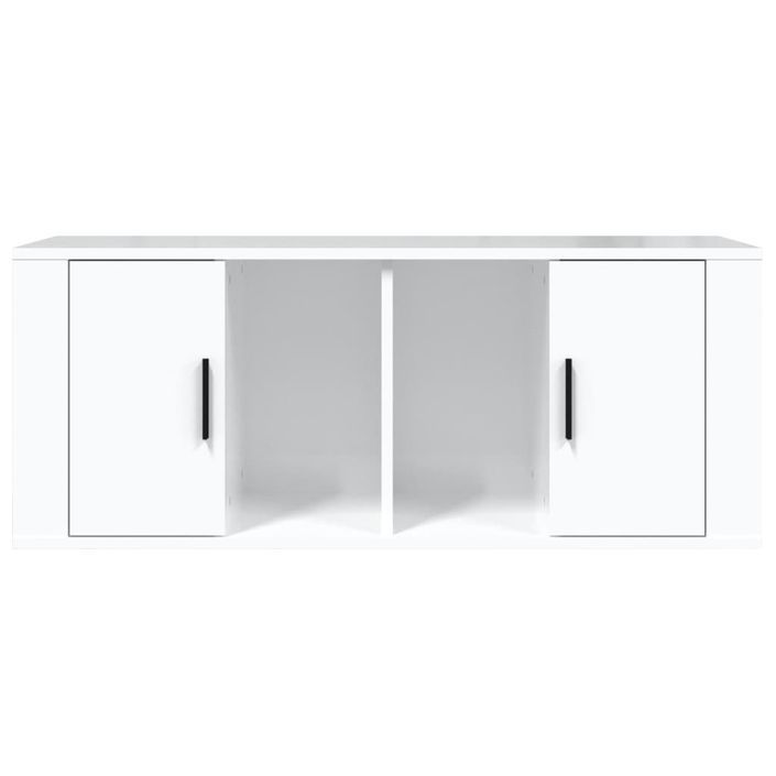 Meuble TV Blanc brillant 100x35x40 cm Bois d'ingénierie - Photo n°5