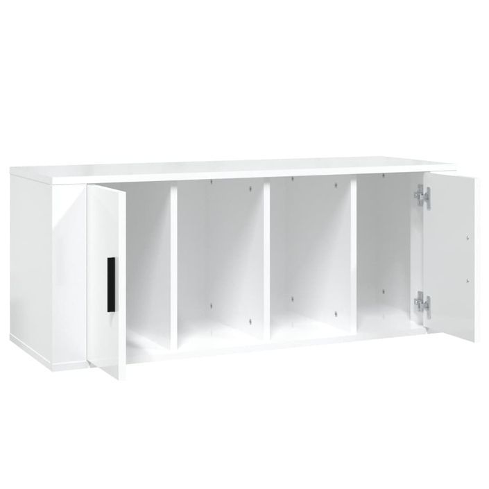 Meuble TV Blanc brillant 100x35x40 cm Bois d'ingénierie - Photo n°7