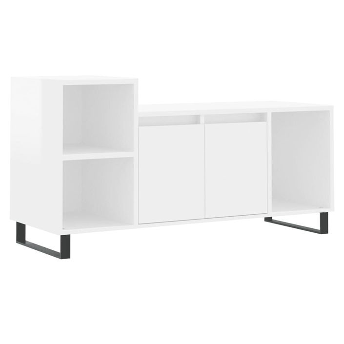 Meuble TV Blanc brillant 100x35x55 cm Bois d'ingénierie - Photo n°1