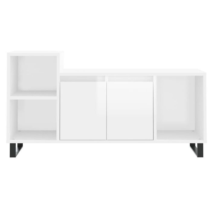 Meuble TV Blanc brillant 100x35x55 cm Bois d'ingénierie - Photo n°5