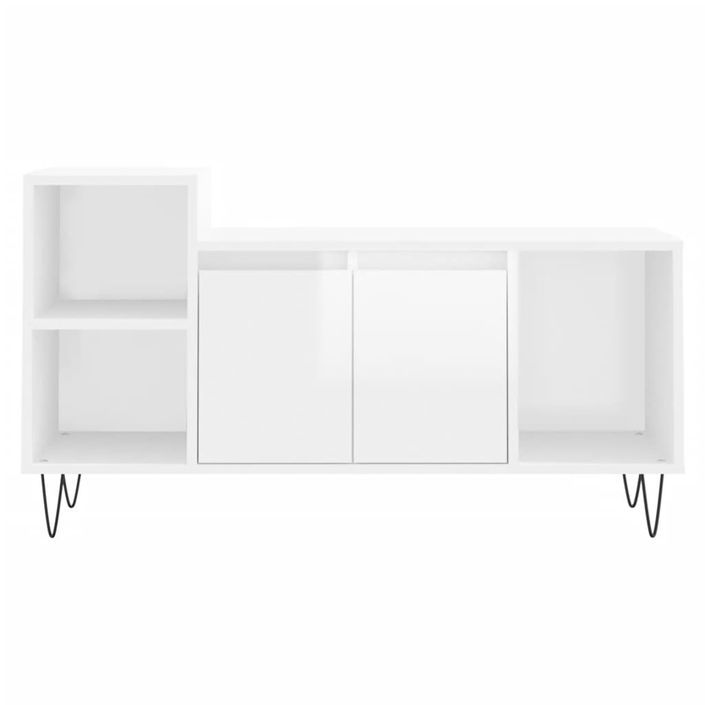 Meuble TV Blanc brillant 100x35x55 cm Bois d'ingénierie - Photo n°5