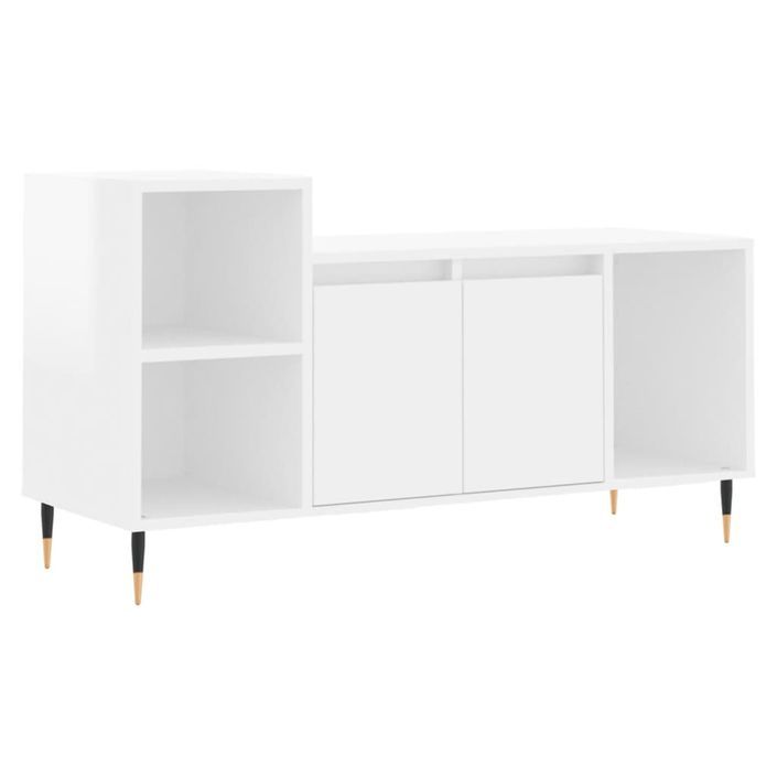 Meuble TV Blanc brillant 100x35x55 cm Bois d'ingénierie - Photo n°1