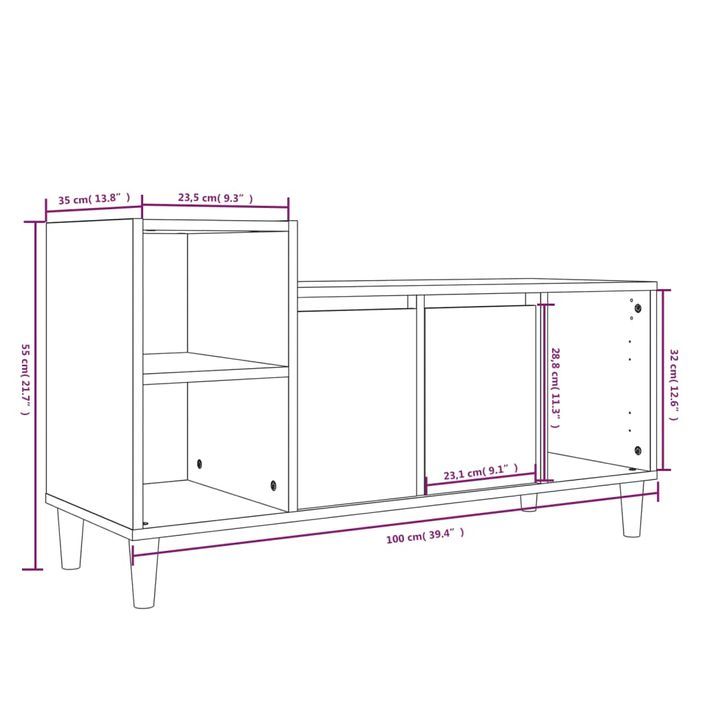 Meuble TV Blanc brillant 100x35x55 cm Bois d'ingénierie - Photo n°9