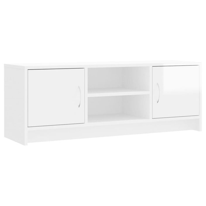 Meuble TV blanc brillant 102x30x37,5 cm bois d'ingénierie - Photo n°1