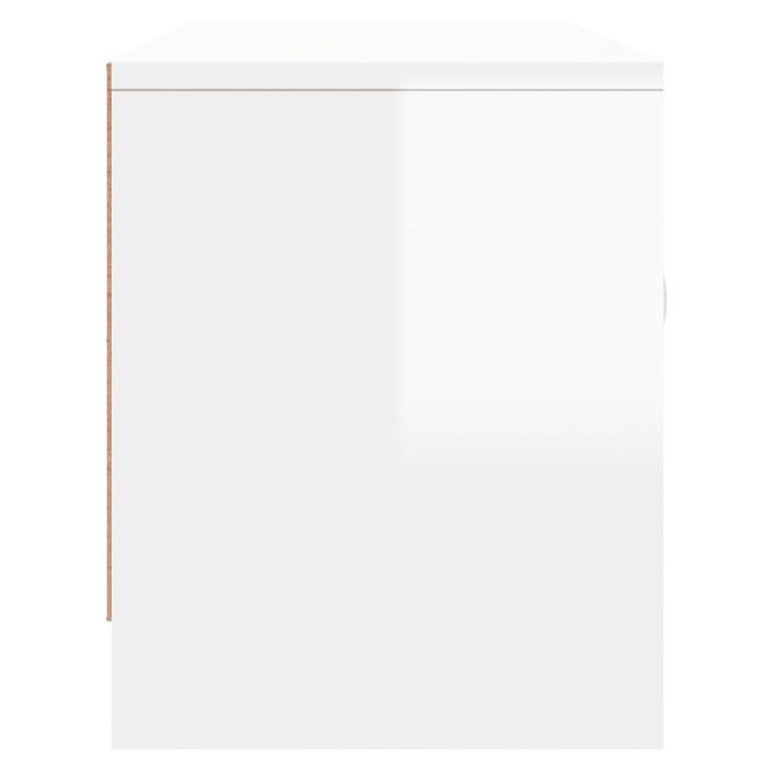 Meuble TV blanc brillant 102x30x37,5 cm bois d'ingénierie - Photo n°7