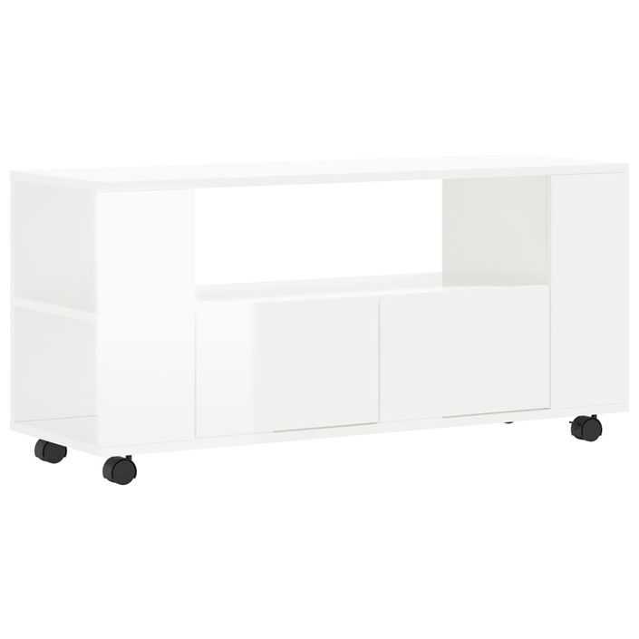 Meuble TV blanc brillant 102x34,5x43 cm bois d'ingénierie - Photo n°1