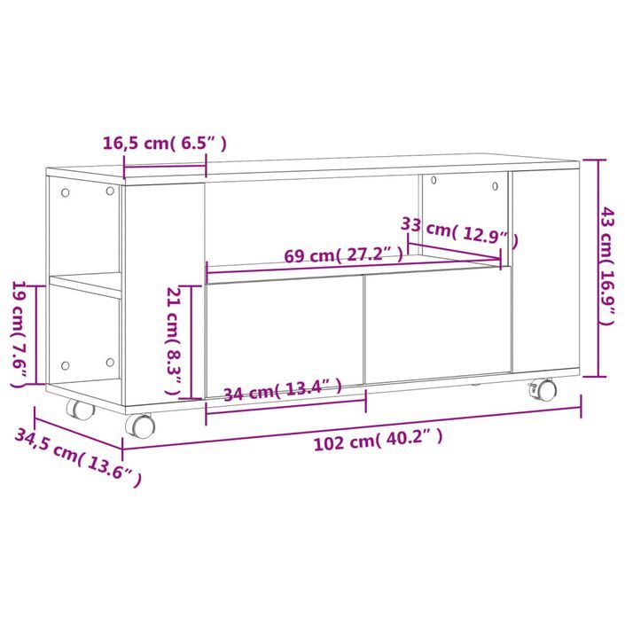 Meuble TV blanc brillant 102x34,5x43 cm bois d'ingénierie - Photo n°11