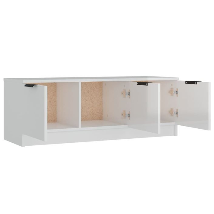 Meuble TV Blanc brillant 102x35x36,5 cm Bois d'ingénierie - Photo n°6