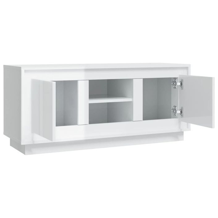 Meuble TV blanc brillant 102x35x45 cm bois d'ingénierie - Photo n°7