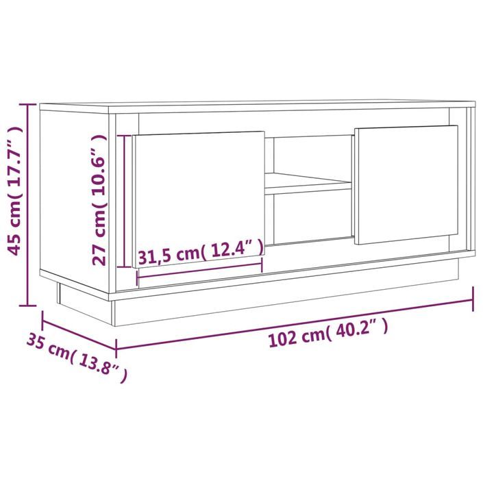 Meuble TV blanc brillant 102x35x45 cm bois d'ingénierie - Photo n°10