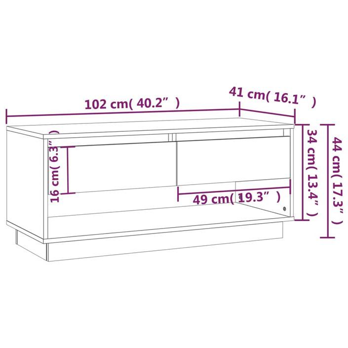 Meuble TV blanc brillant 102x41x44 cm bois d'ingénierie - Photo n°9