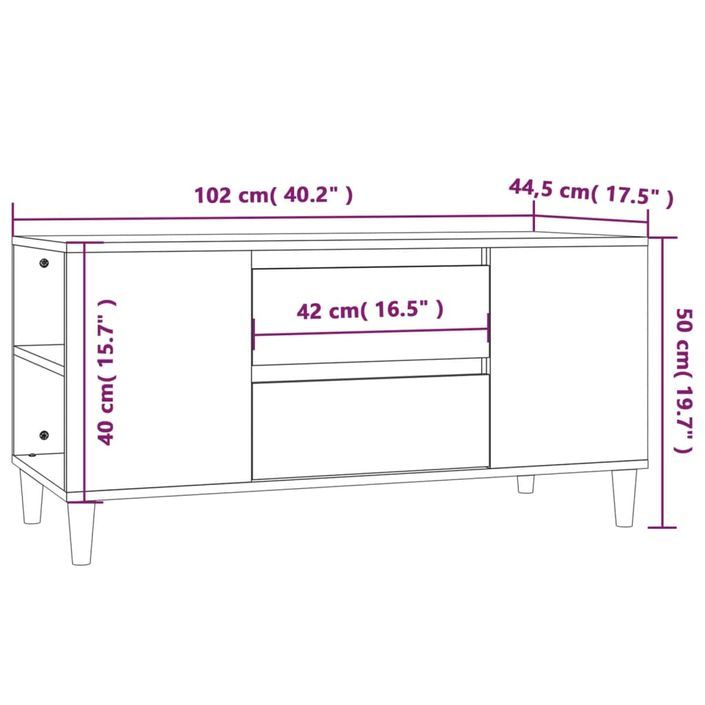 Meuble TV Blanc brillant 102x44,5x50 cm Bois d'ingénierie - Photo n°10