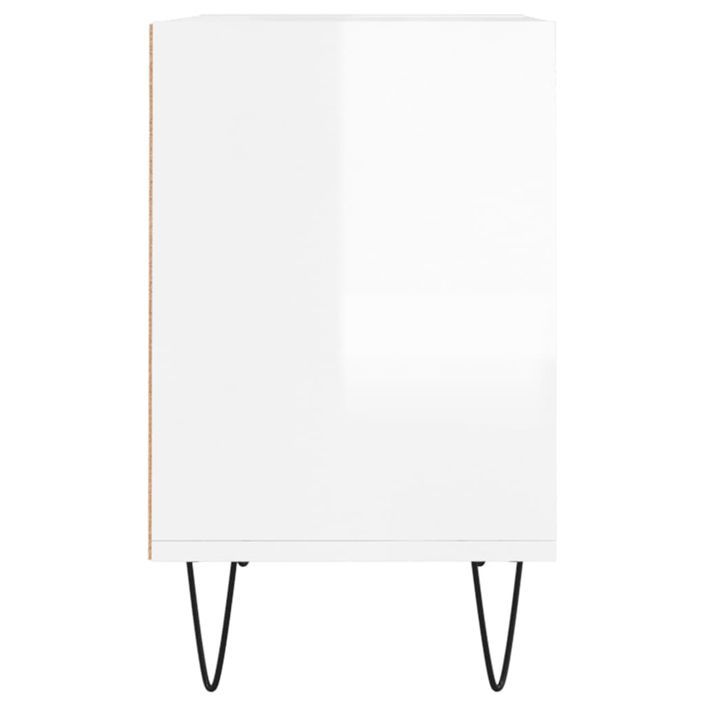 Meuble TV blanc brillant 103,5x30x50 cm bois d'ingénierie - Photo n°5