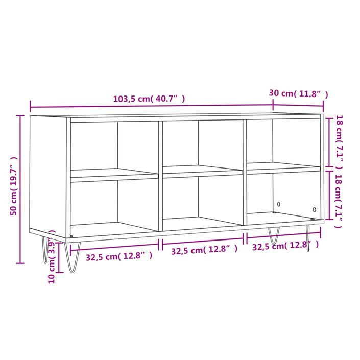 Meuble TV blanc brillant 103,5x30x50 cm bois d'ingénierie - Photo n°9