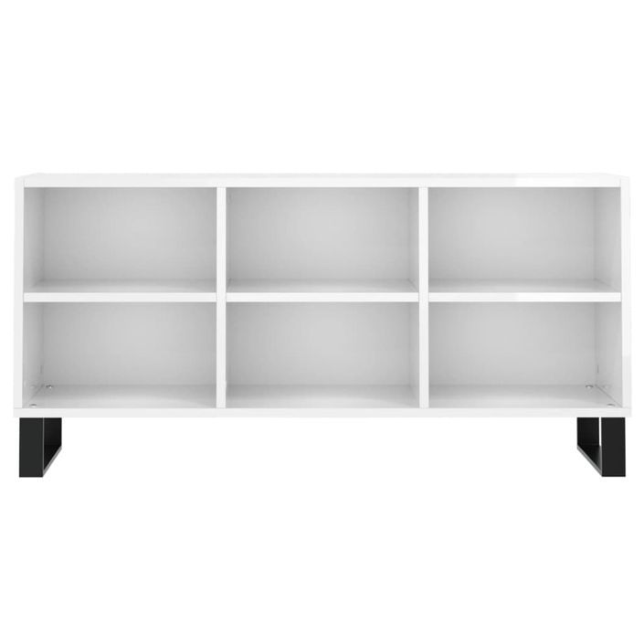 Meuble TV blanc brillant 103,5x30x50 cm bois d'ingénierie - Photo n°4