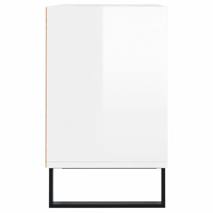 Meuble TV blanc brillant 103,5x30x50 cm bois d'ingénierie - Photo n°5