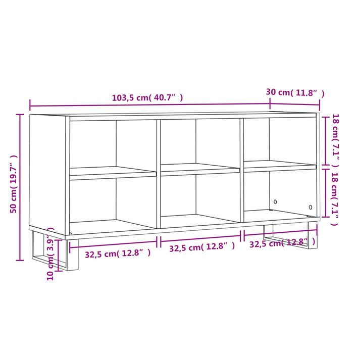 Meuble TV blanc brillant 103,5x30x50 cm bois d'ingénierie - Photo n°9