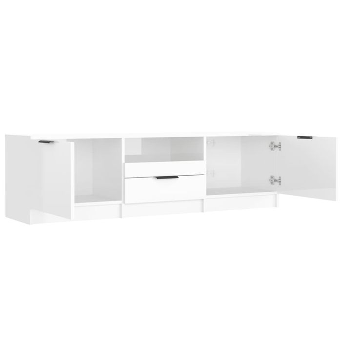 Meuble TV blanc brillant 140x35x40 cm bois d'ingénierie - Photo n°5