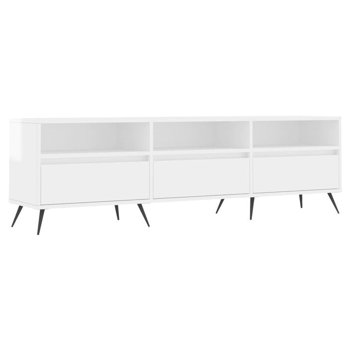 Meuble TV blanc brillant 150x30x44,5 cm bois d'ingénierie - Photo n°1