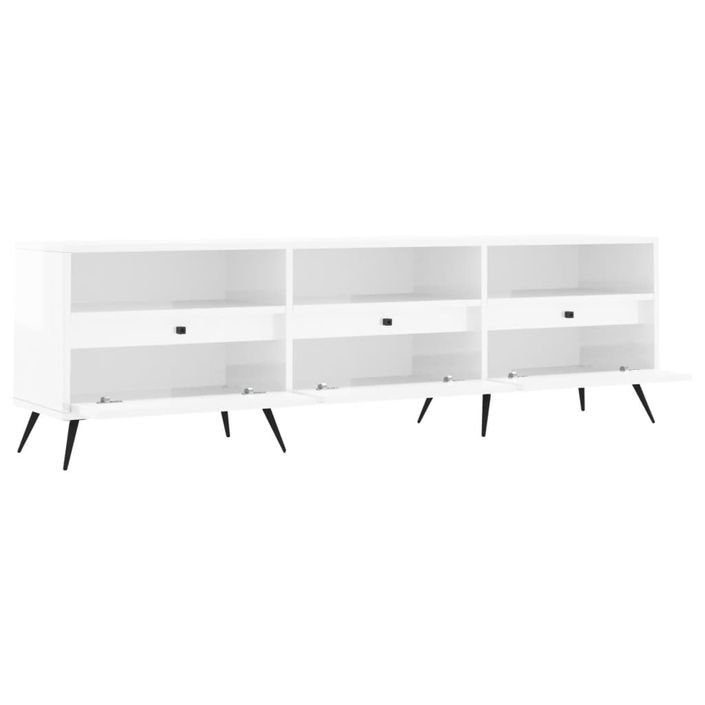 Meuble TV blanc brillant 150x30x44,5 cm bois d'ingénierie - Photo n°6