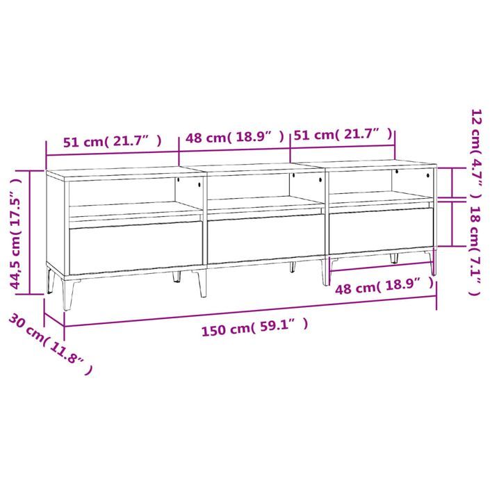 Meuble TV blanc brillant 150x30x44,5 cm bois d'ingénierie - Photo n°10